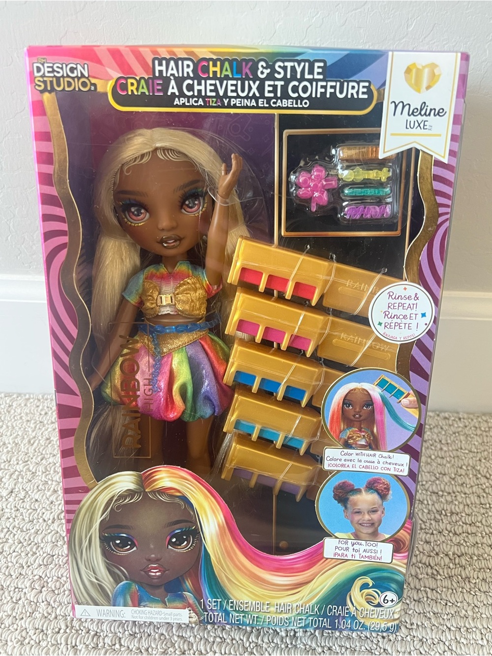 Rainbow High Hair Chalk & Style Meline Luxe doll set NIB $25